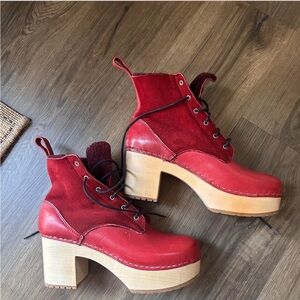 Stylish Red Platform Ankle Boots